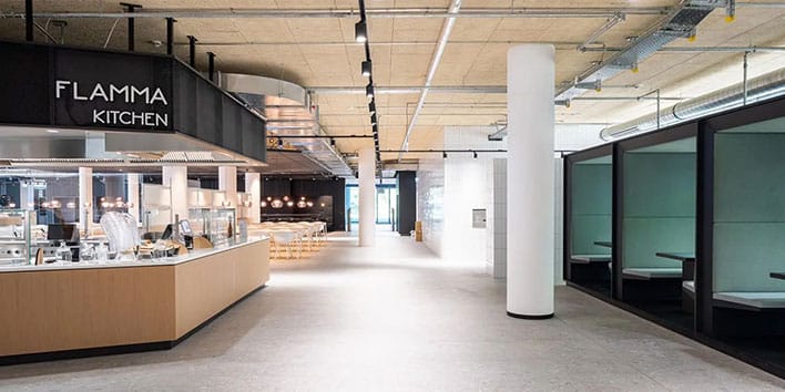 Mitarbeiterrestaurant im Olympia Business Center innen Entwurf & Planung CSMM Architecture Matters Foto Gleb Polovnykov