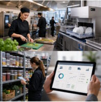 Wo Technik in Küche & Lager wirklich Zeit spart KI-generiert; Zeit sparen; Catering Management